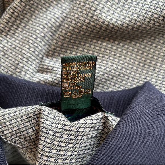 Izod Club Golf Polo Shirt Patterned Navy White Large - Picture 8 of 8